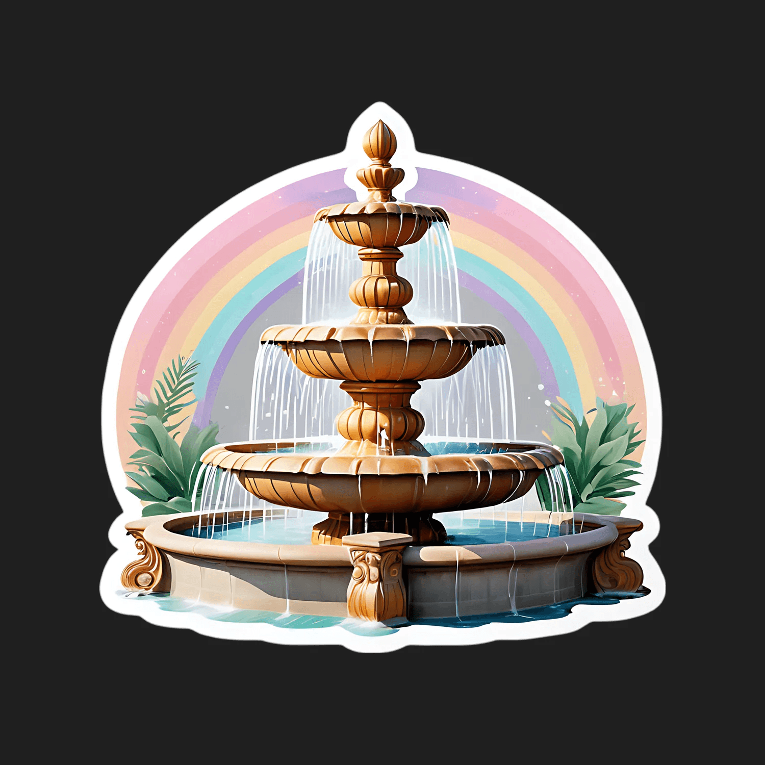 Rainbow Fountain UV Sticker - Home Decor - Heat Press Transfer