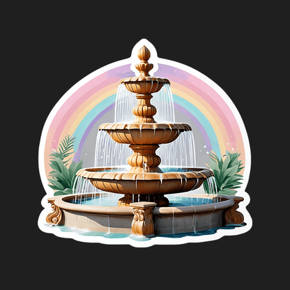 Rainbow Fountain UV Sticker - Home Decor - Heat Press Transfer