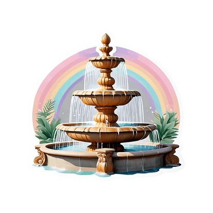Rainbow Fountain UV Sticker - Home Decor - Heat Press Transfer