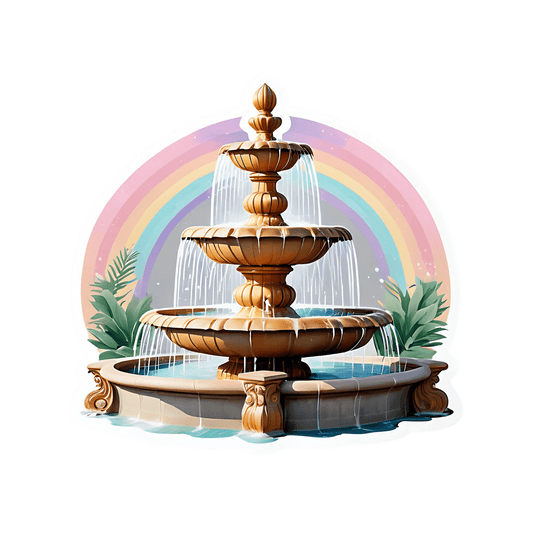 Rainbow Fountain UV Sticker - Home Decor - Heat Press Transfer