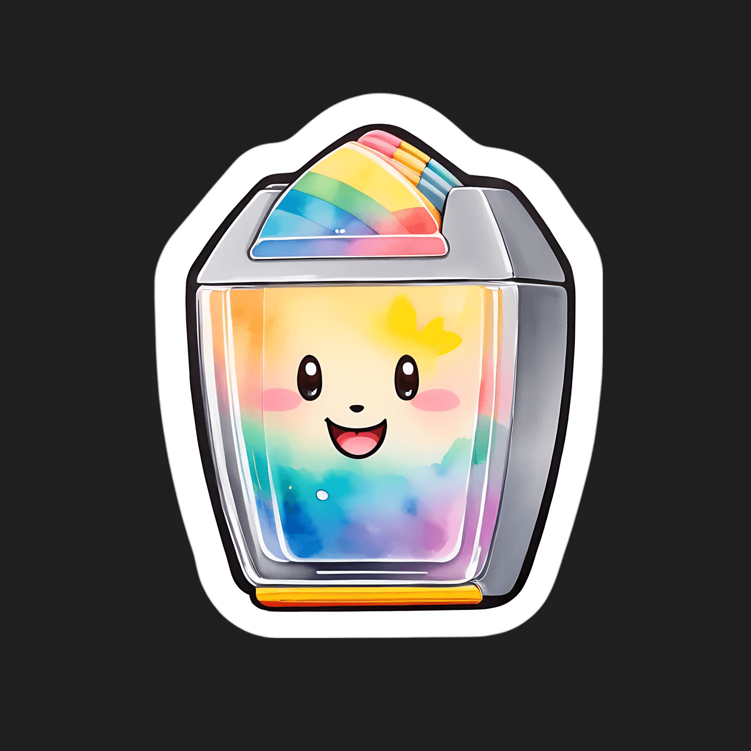Rainbow Smiley Cup - DTF UV Sticker - Heat Press Transfer