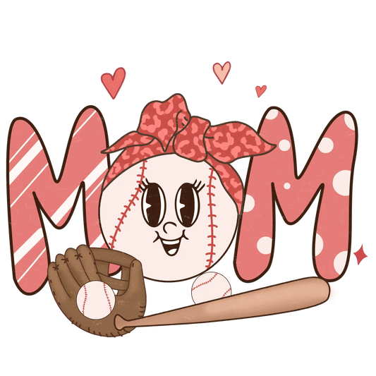 Retro Baseball Mom Design - DTF Ready To Press - Heat Press Transfer