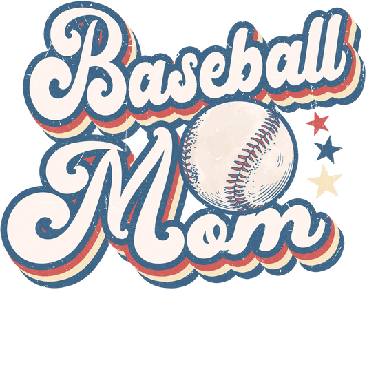 Retro Baseball Mom Design - DTF Ready To Press - Heat Press Transfer