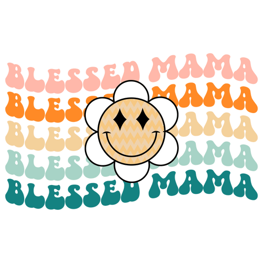 Retro Blessed Mama Design - DTF Ready To Press - Heat Press Transfer