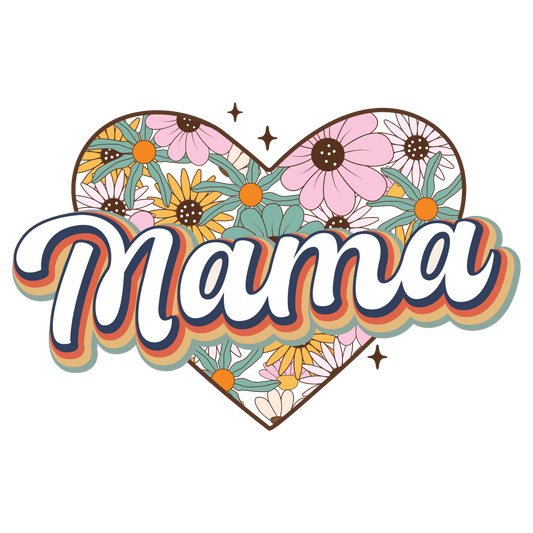 Retro Floral Mama Design - DTF Ready To Press - Heat Press Transfer