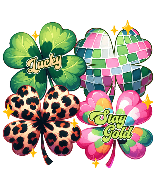 Retro Stay Gold Lucky Saint Patricks Day Design - DTF Ready To Press - Heat Press Transfer