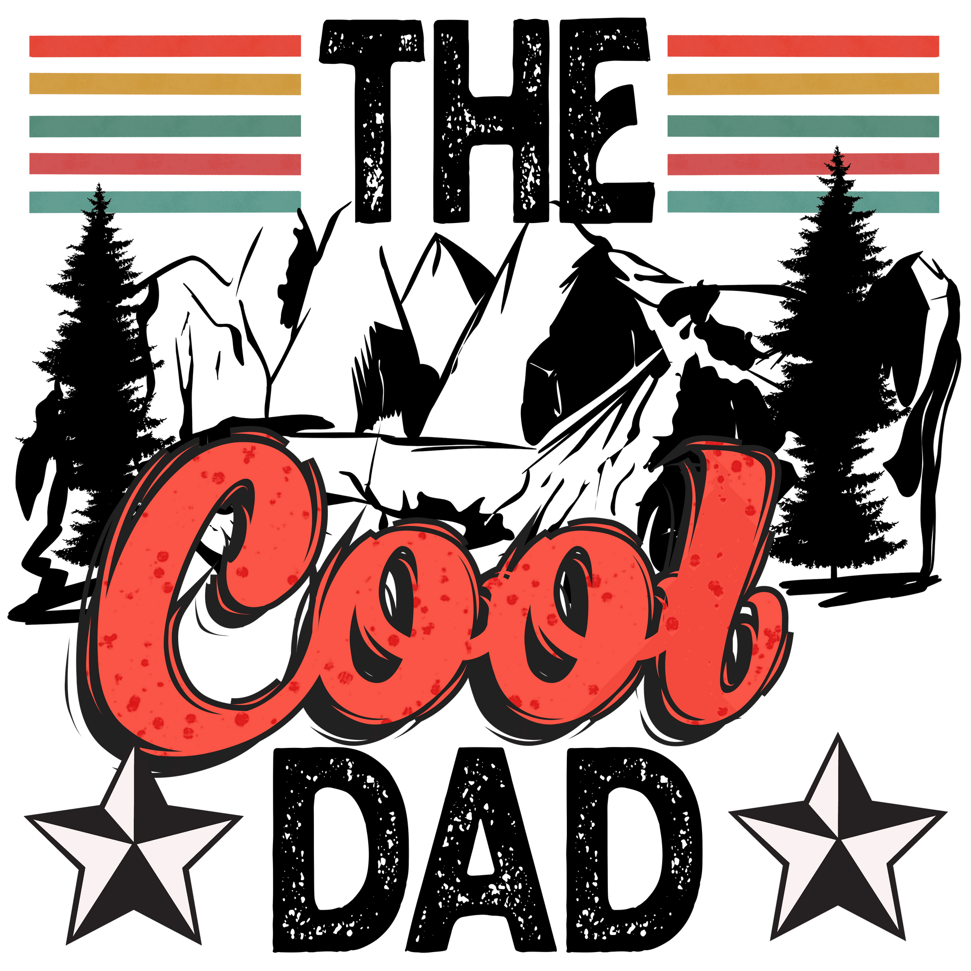 Retro The Cool Dad Design - DTF Ready To Press - Heat Press Transfer