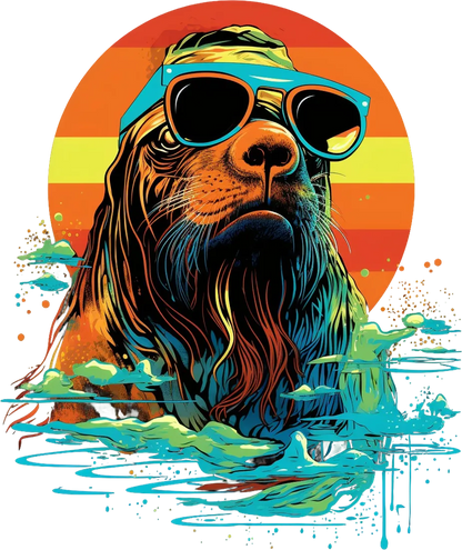 Retro Dog Sunset - DTF Ready to Press - Heat Press Transfer