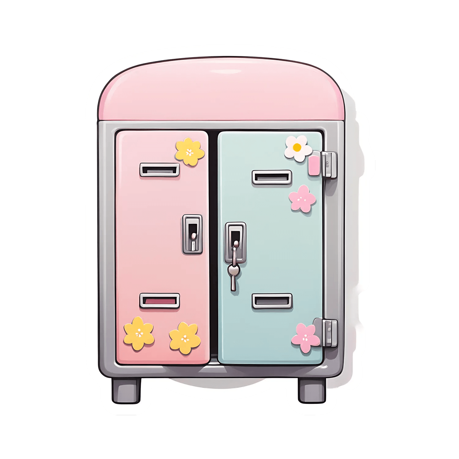Retro Fridge - Floral Sticker - Heat Press Transfer
