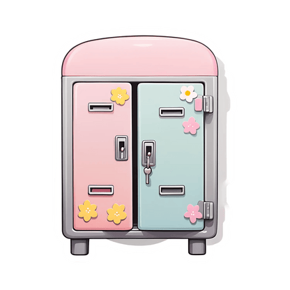Retro Fridge - Floral Sticker - Heat Press Transfer