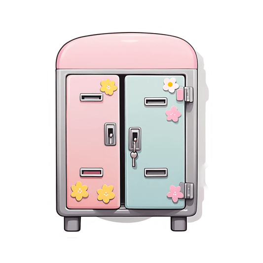 Retro Fridge - Floral Sticker - Heat Press Transfer