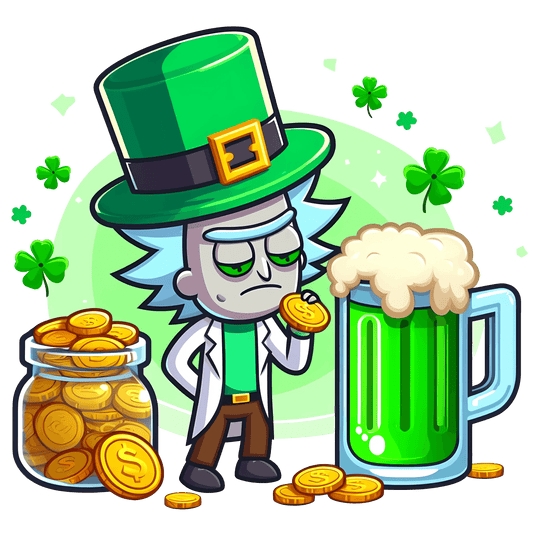 Rick And Beer Drinking Saint Patrick Day Design - DTF Ready To Press - Heat Press Transfer