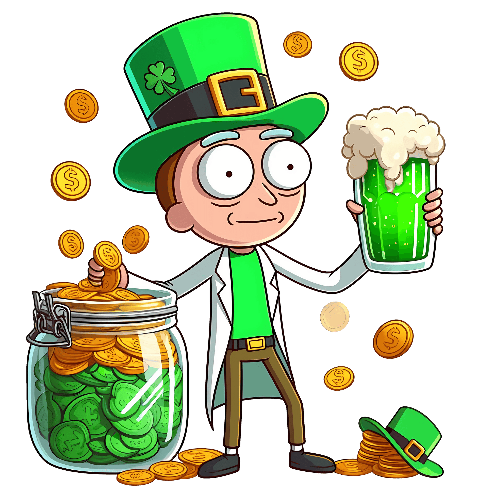 Rick And Morty Saint Patrick's Day Design - DTF Ready To Press - Heat Press Transfer
