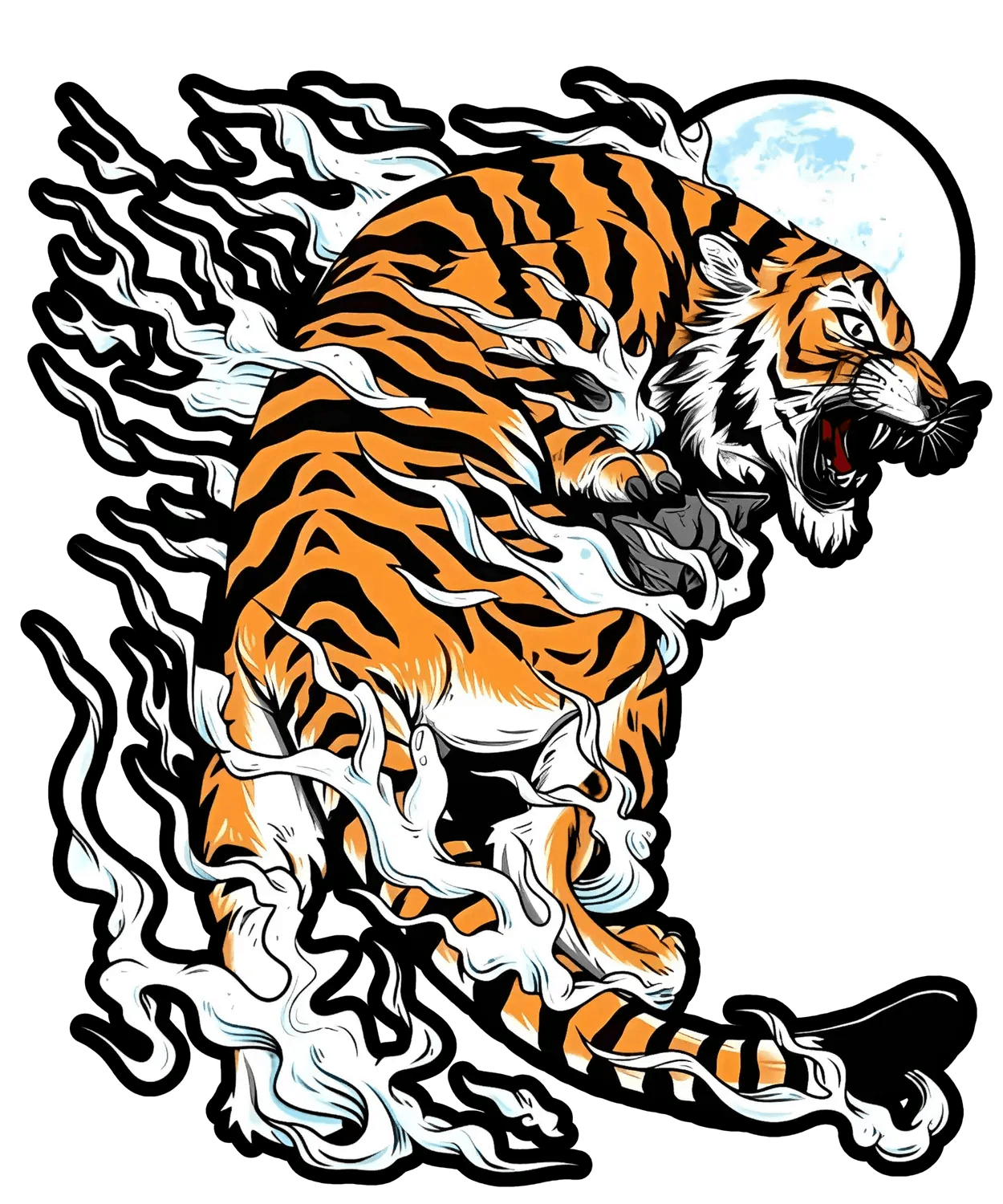 Roaring Tiger Moon - DTF Ready to Press - Heat Press Transfer
