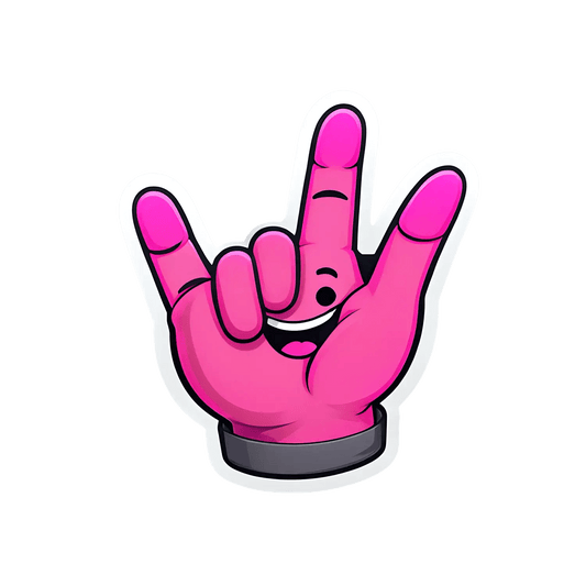 Rock Hand Gesture Sticker - Durable UV Print - Heat Press Transfer