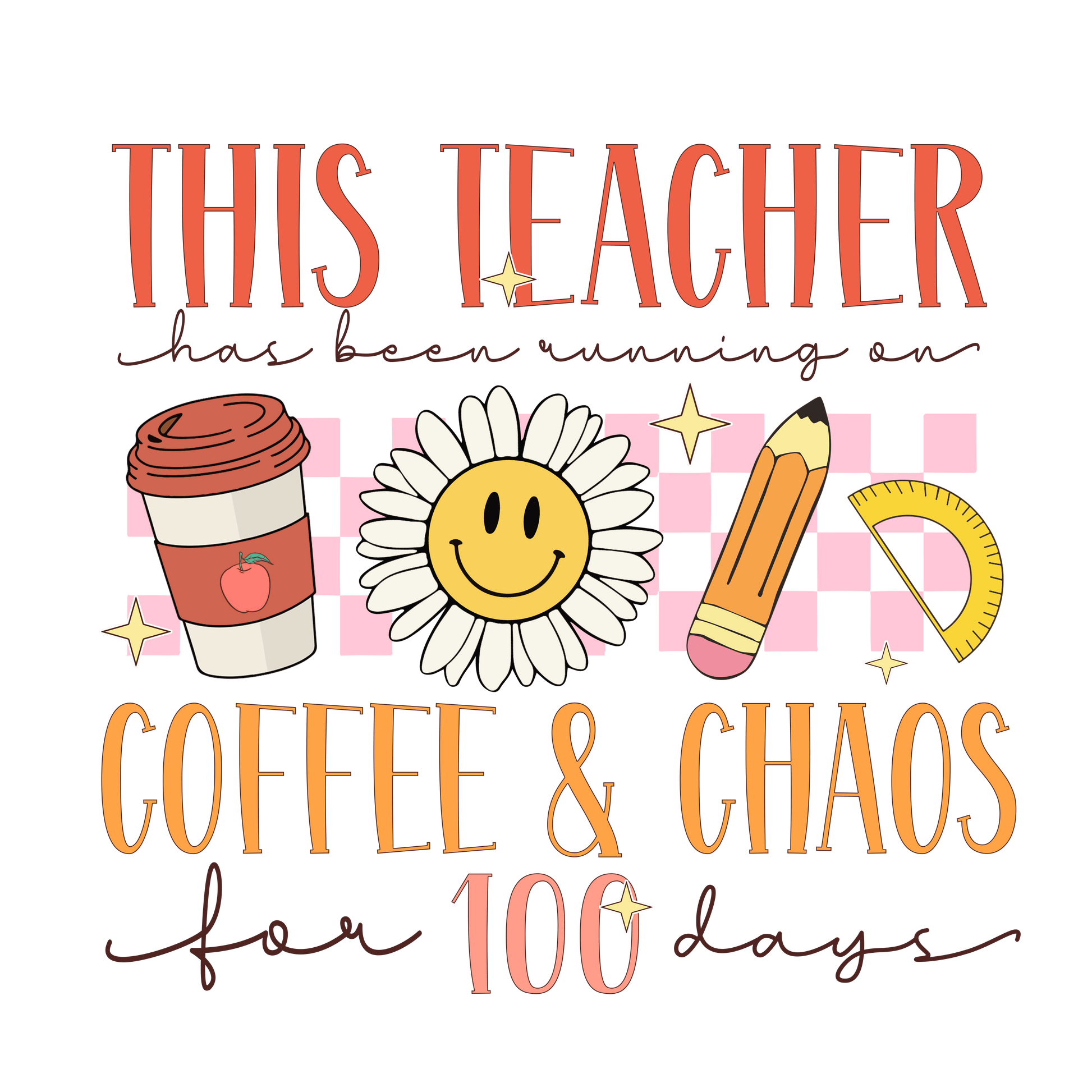 Retro 100 Days Of School Design - DTF Ready To Press - Heat Press Transfer