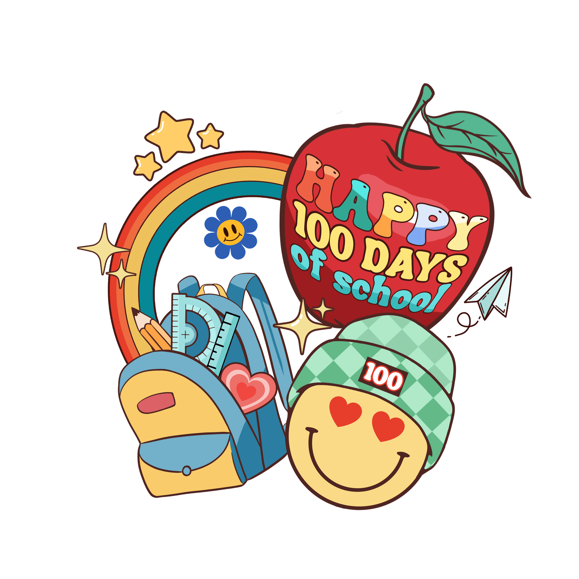 Happy 100 Days of School DTF-Ready Press (V2) | Heat Press Transfer - Heat Press Transfer