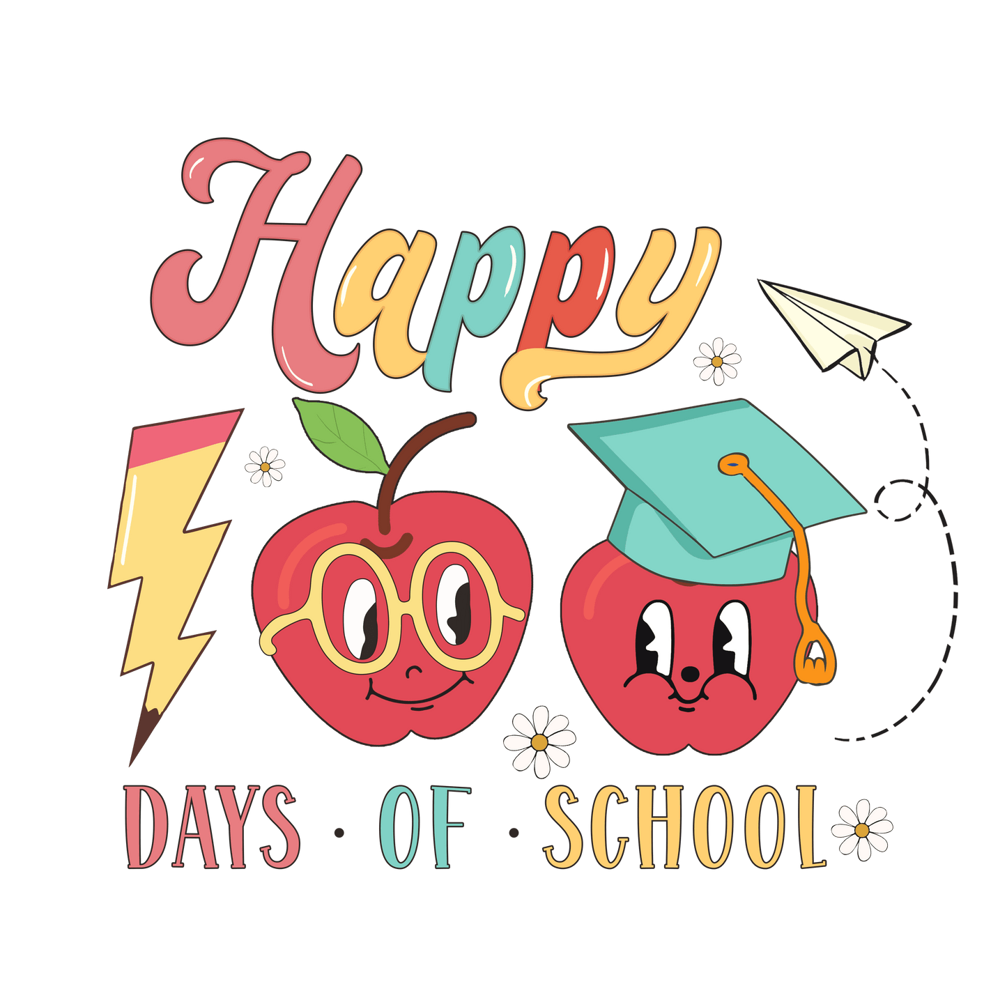 Happy 100 Days of School DTF-Ready Press (V1) | Heat Press Transfer - Heat Press Transfer