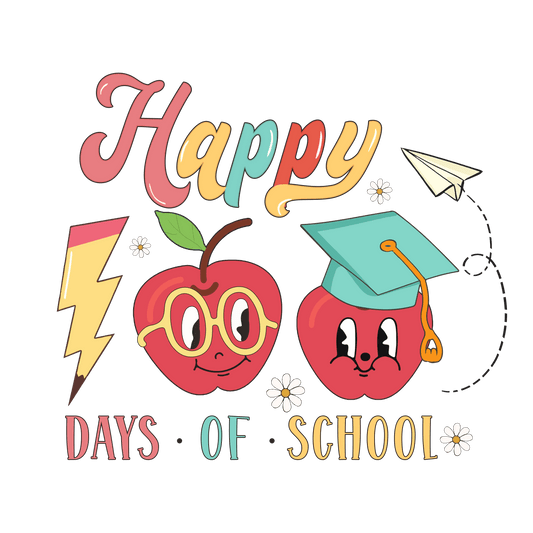 Happy 100 Days of School DTF-Ready Press (V1) | Heat Press Transfer - Heat Press Transfer