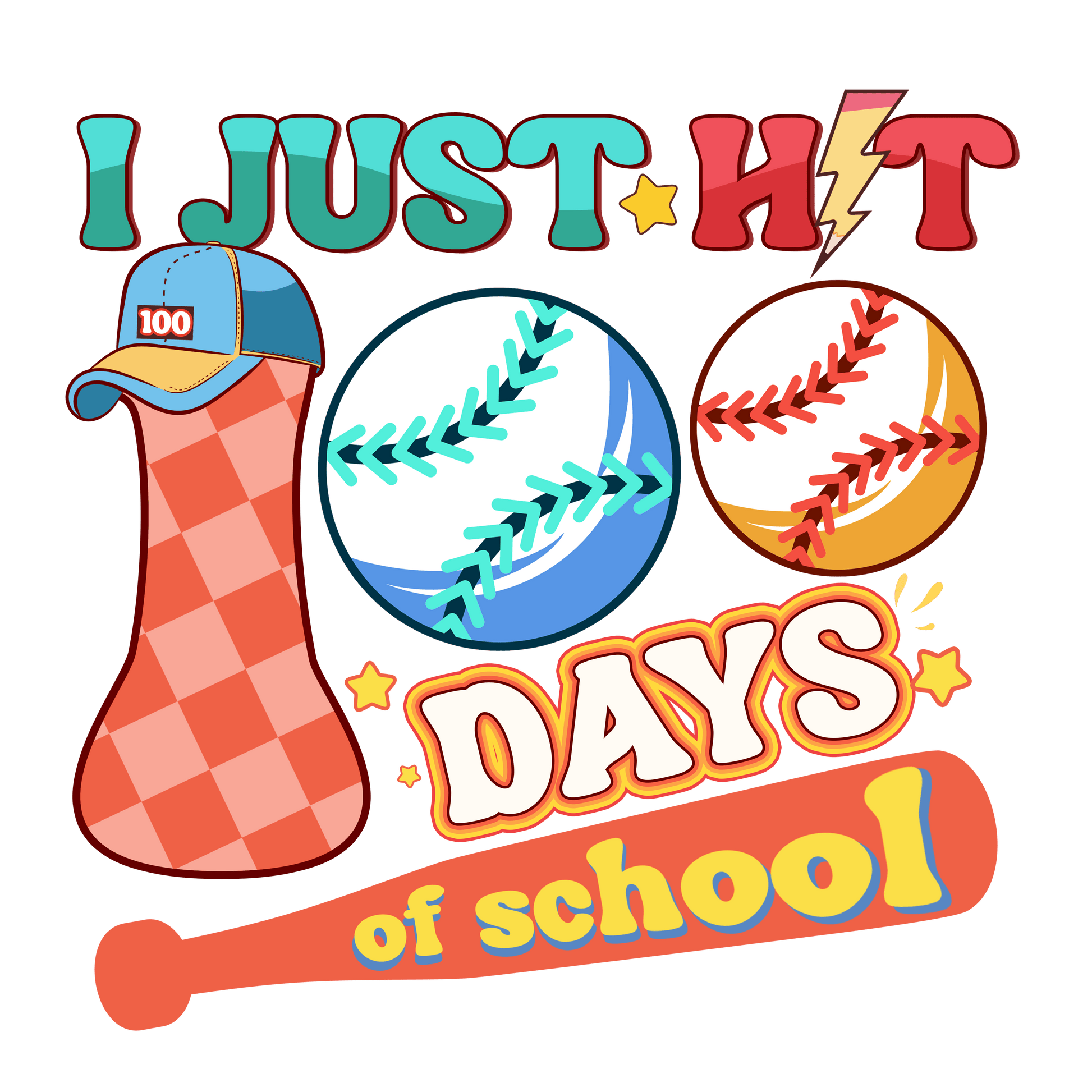 I Hit 100 Days of School Design DTF-Ready (V1) | Heat Press Transfer - Heat Press Transfer