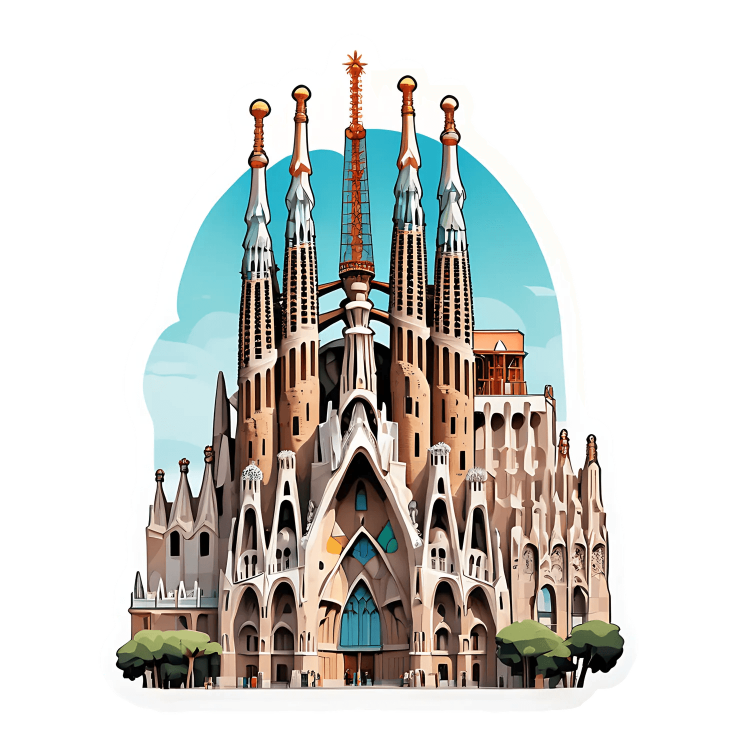 Sagrada Familia Sticker - Colorful UV DTF - Heat Press Transfer