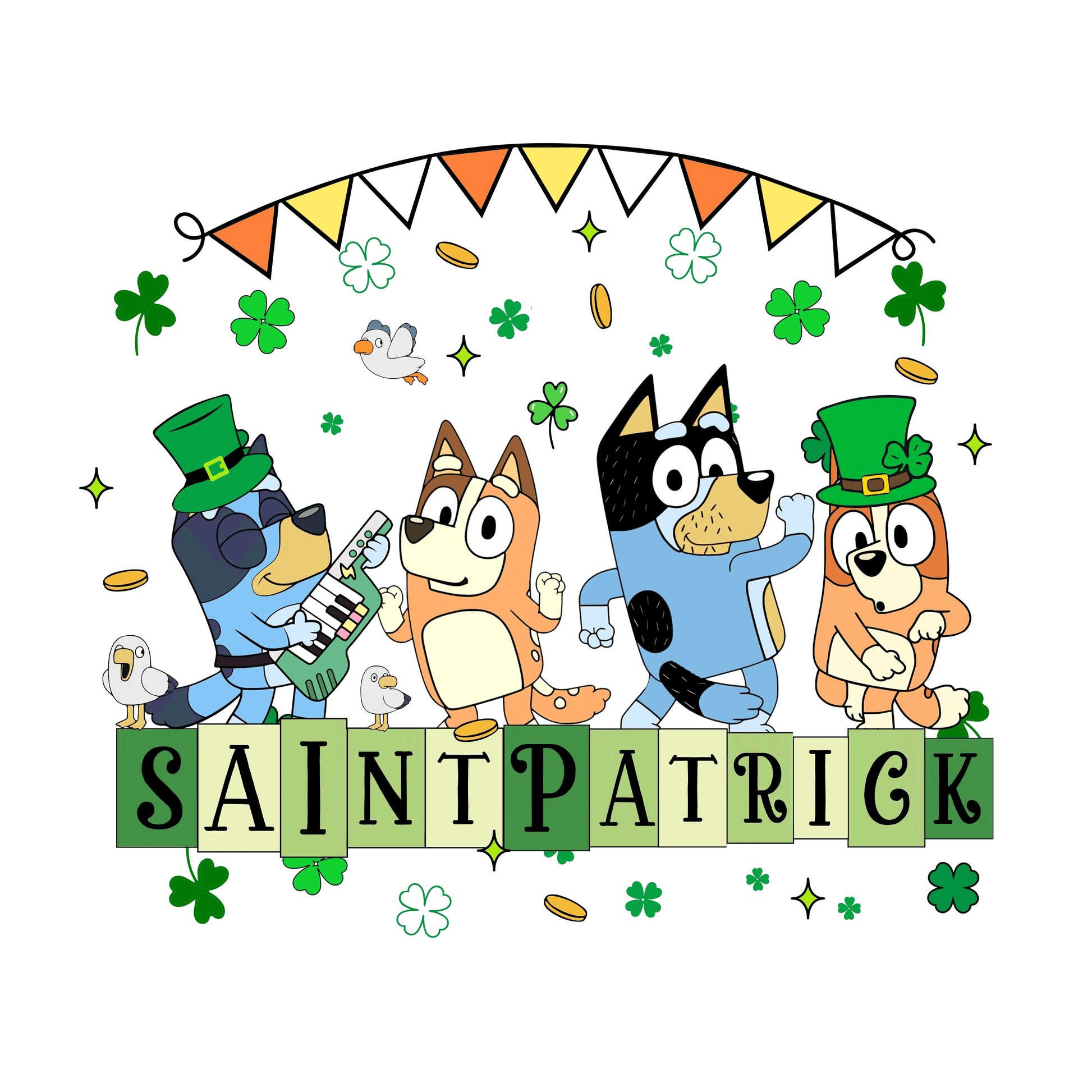 Saint Patrick's Day Bluey Friend - DTF Ready To Press - Heat Press Transfer