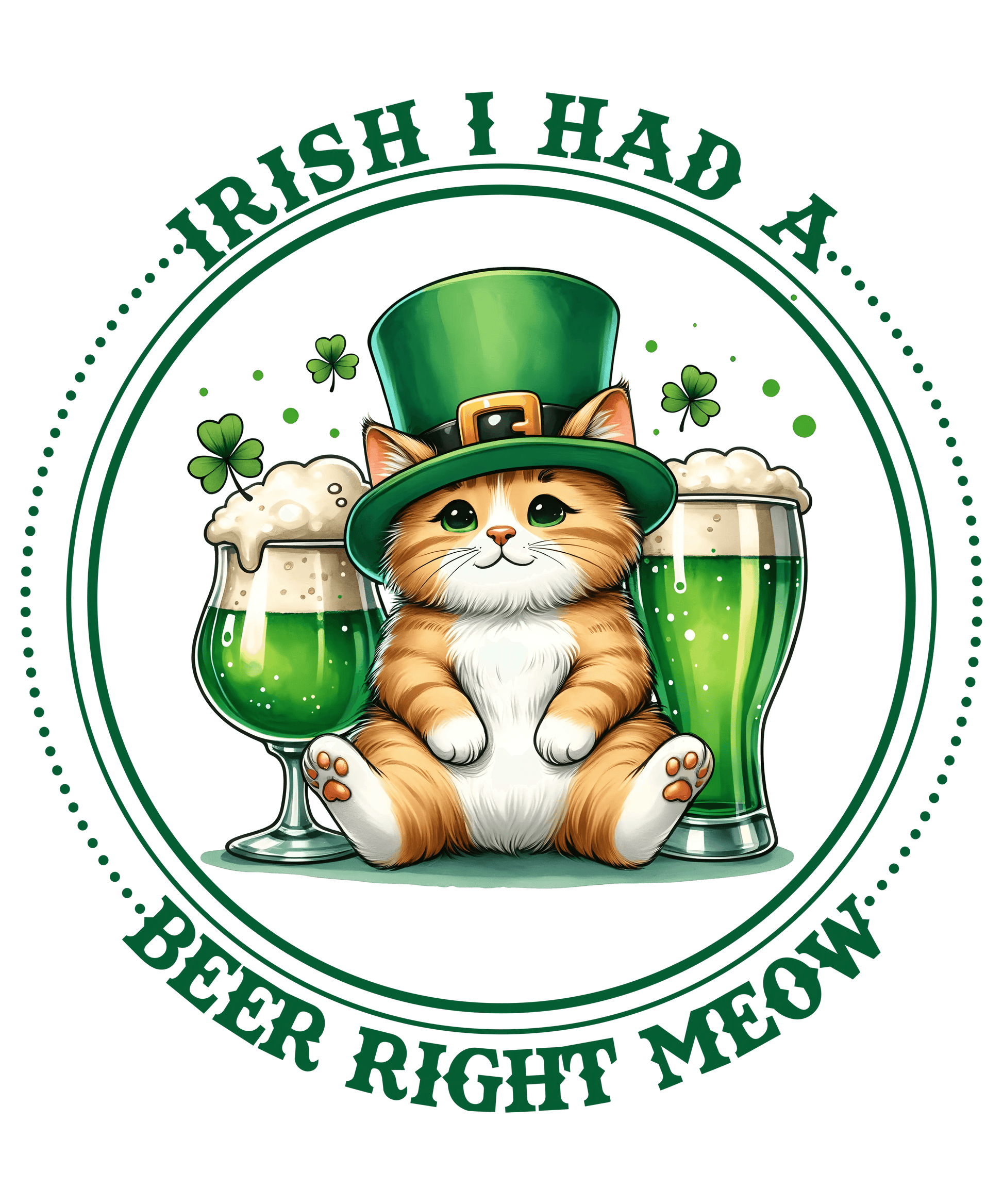 Saint Patrick's Day Cute Kitten Design - DTF Ready To Press - Heat Press Transfer