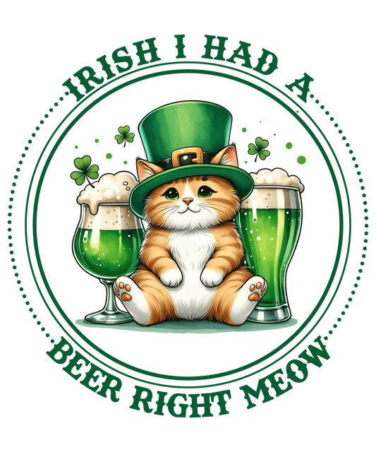 Saint Patrick's Day Cute Kitten Design - DTF Ready To Press - Heat Press Transfer