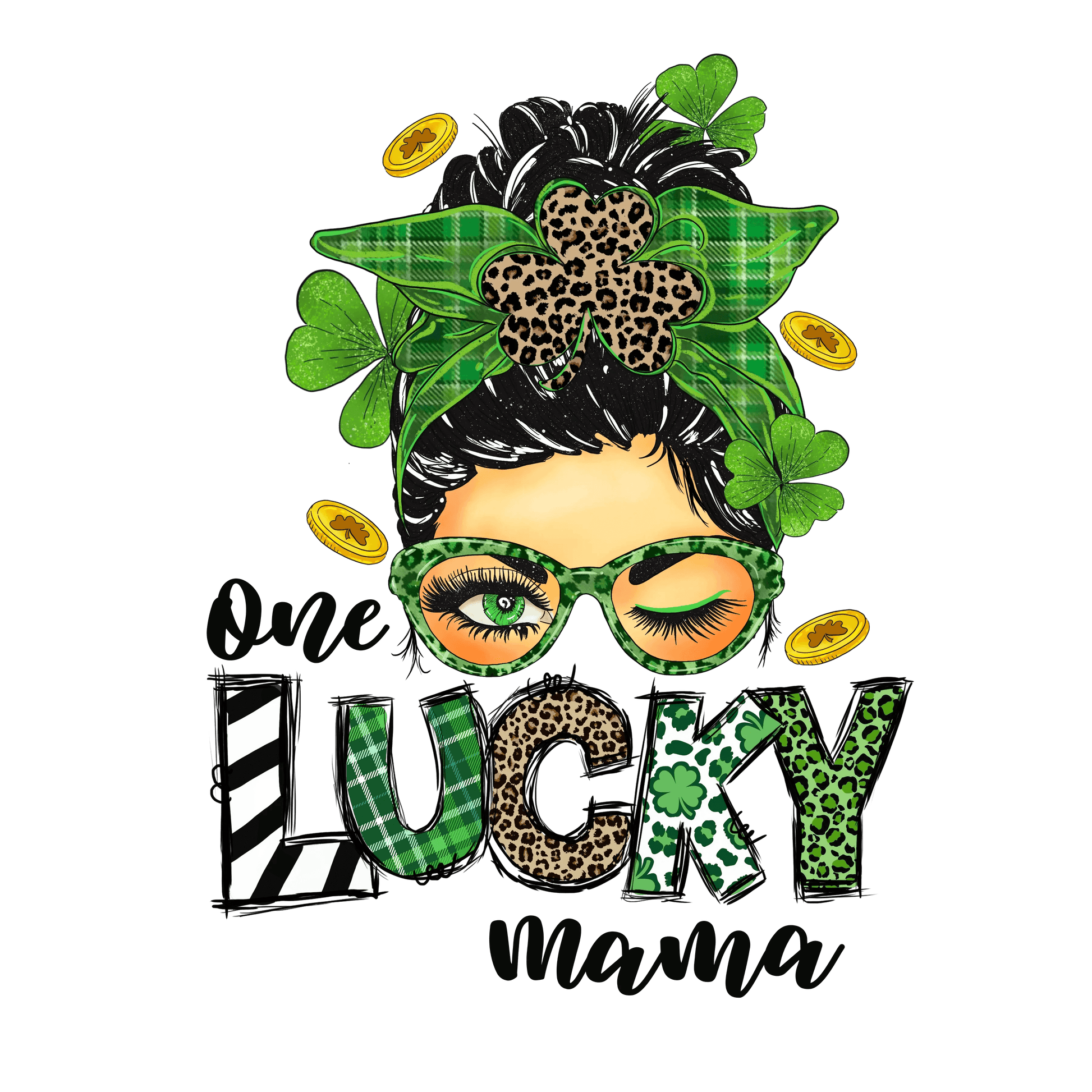 Saint Patrick's Day One Lucky Mama Mother Design - DTF Ready To Press - Heat Press Transfer