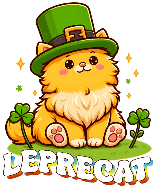 Saint Patricks Day Leprechaun Cat Design - DTF Ready To Press - Heat Press Transfer