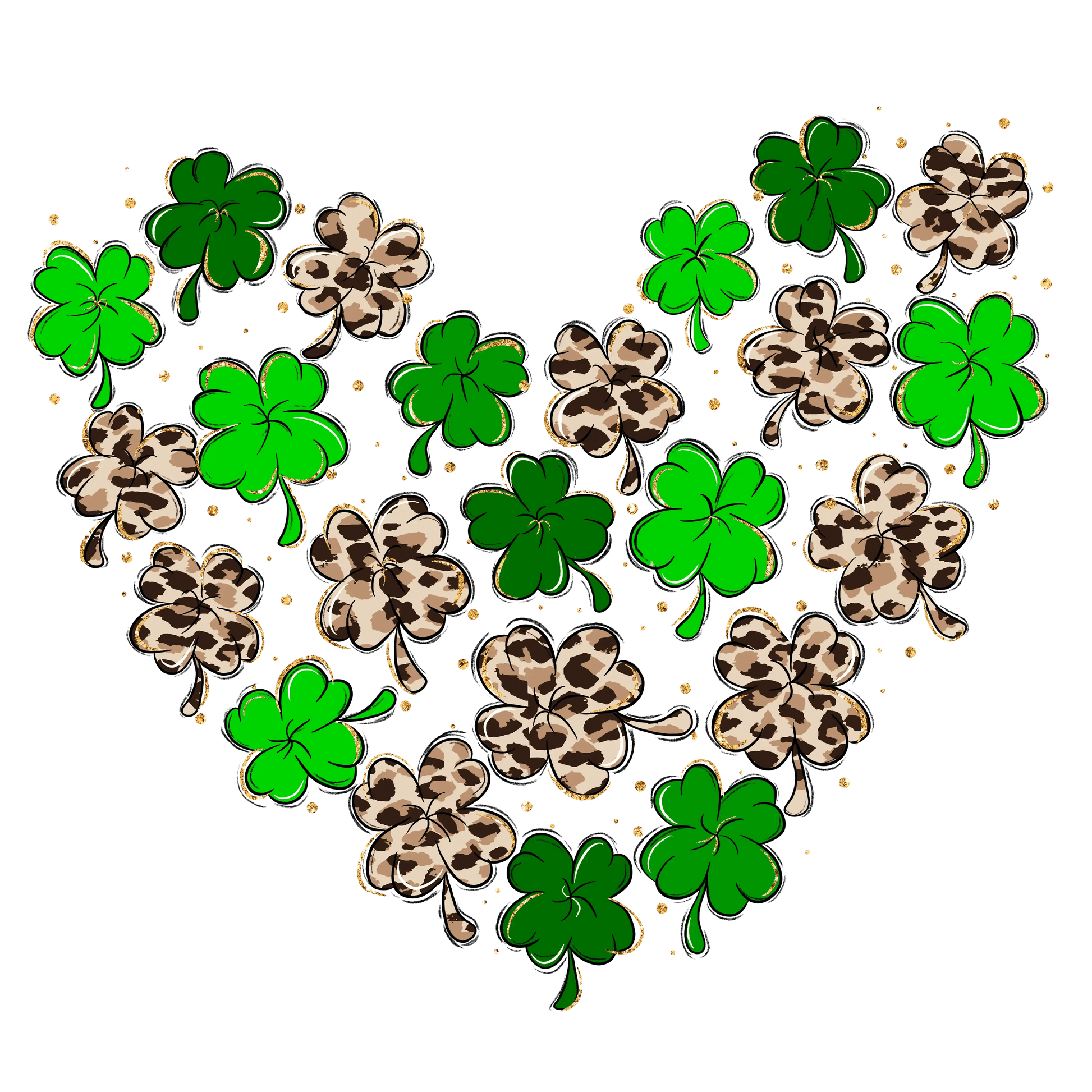 Saint Patricks Day Love Clover Design - DTF Ready To Press - Heat Press Transfer