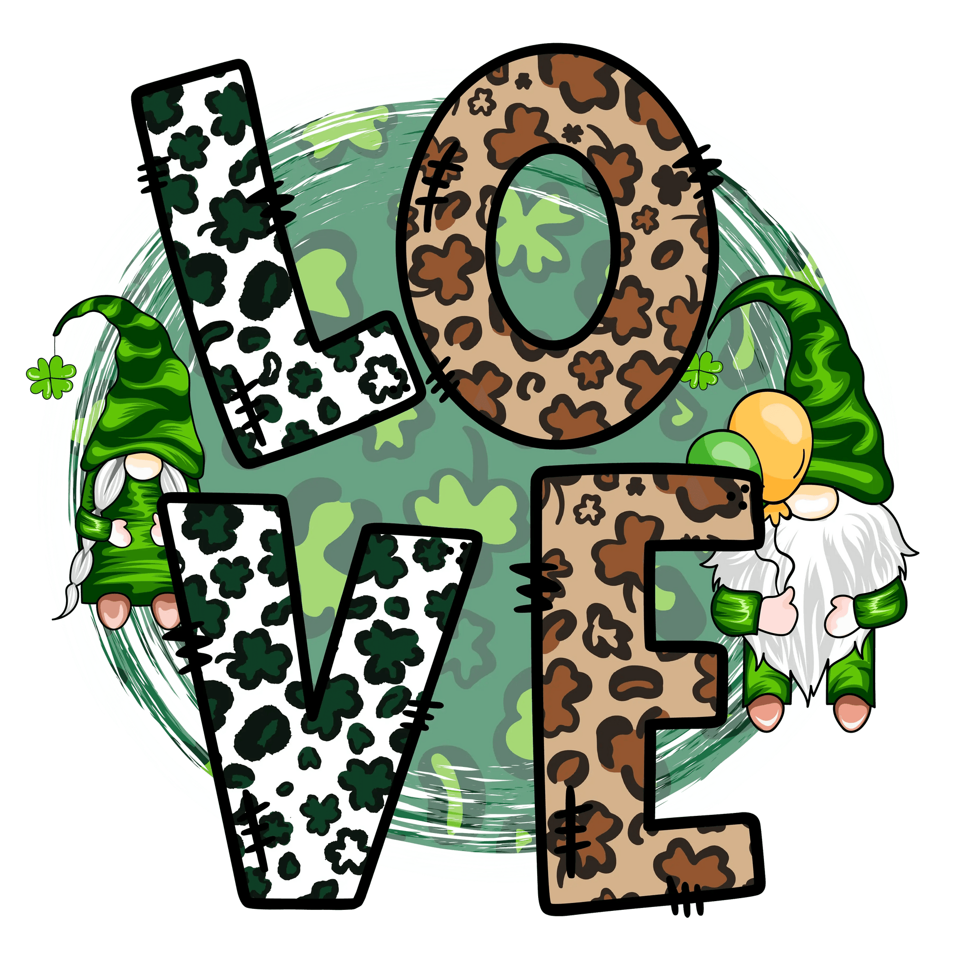Saint Patty Day Love Leopard Design - DTF Ready To Press - Heat Press Transfer