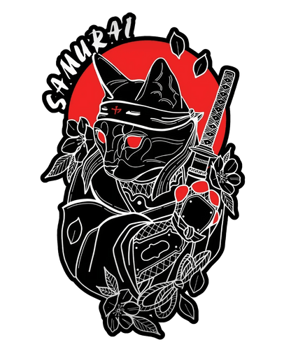 Samurai Cat - DTF Ready to Press - Heat Press Transfer