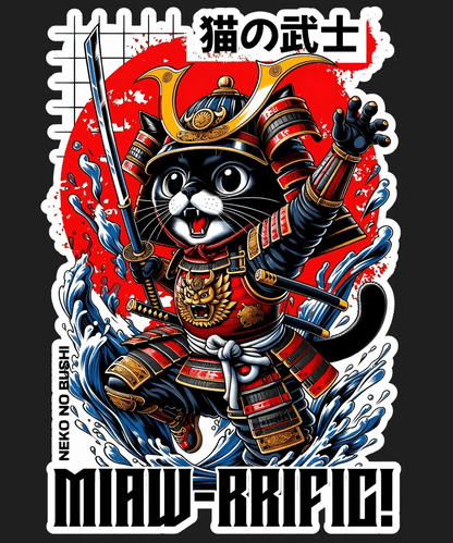 Samurai Cat T-Shirt - DTF Ready to Press - Heat Press Transfer