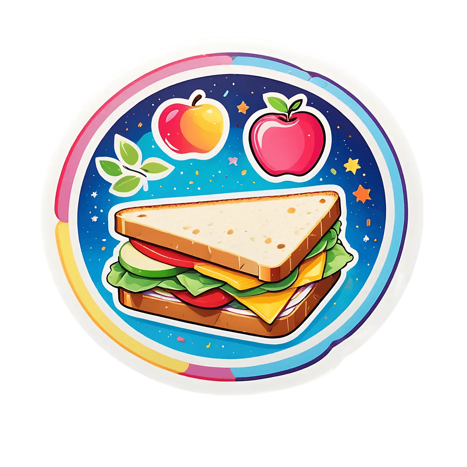 Sandwich Lunch - Colorful Sticker - Heat Press Transfer