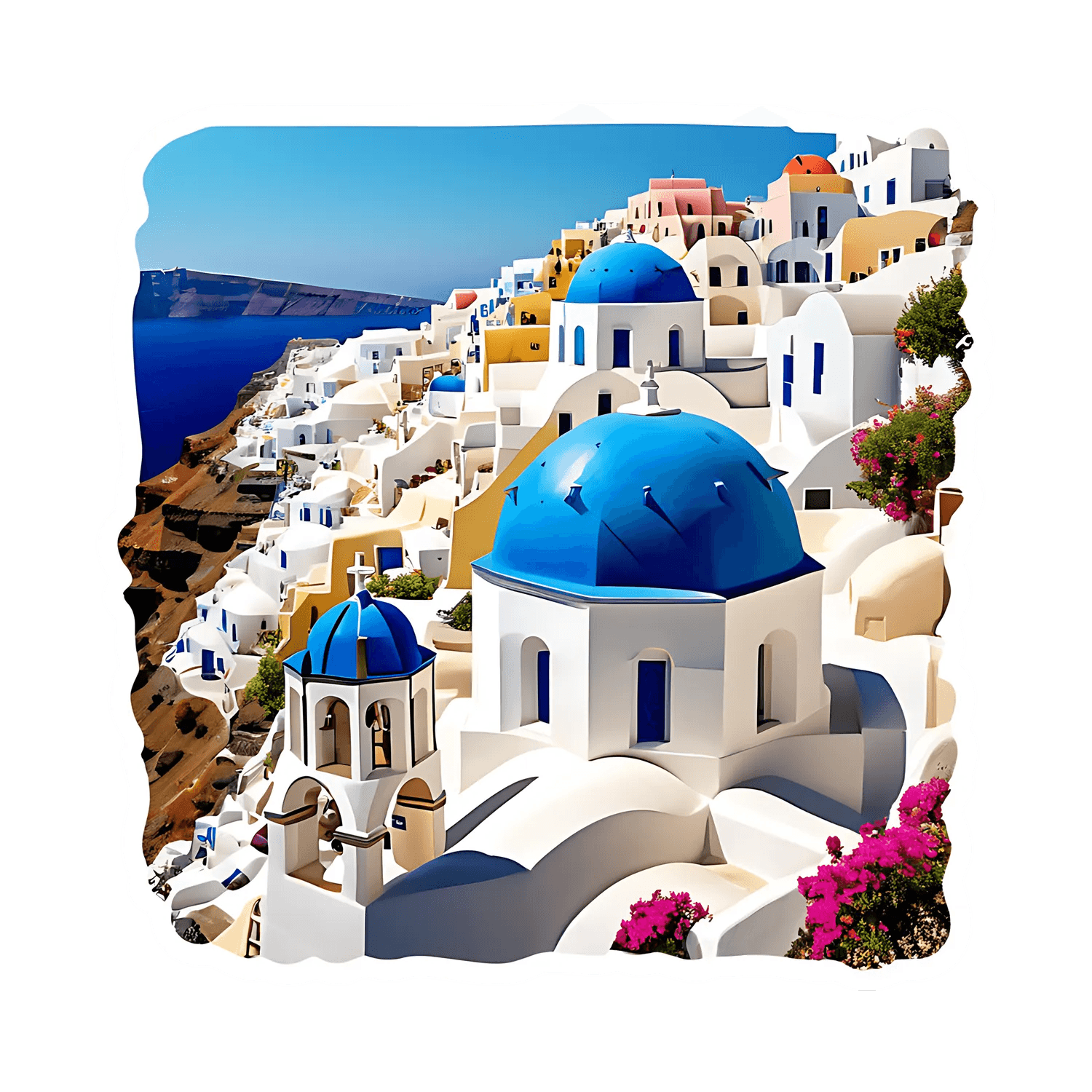 Santorini Blue Domes - UV DTF Sticker - Heat Press Transfer
