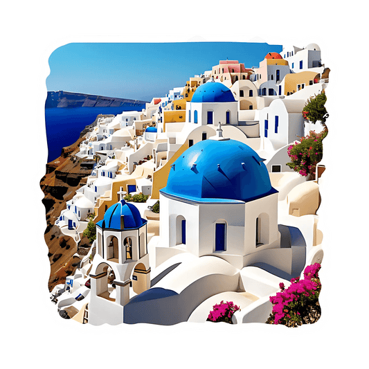 Santorini Blue Domes - UV DTF Sticker - Heat Press Transfer