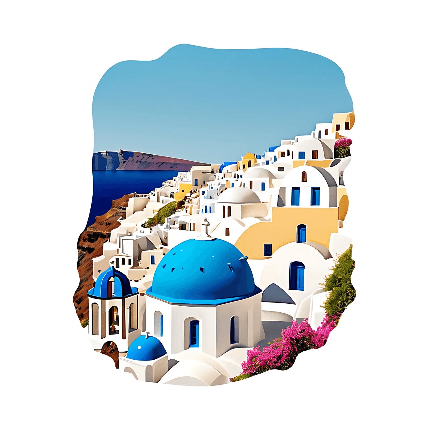 Santorini View - Greek Island Sticker - Heat Press Transfer