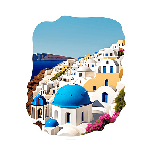 Santorini View - Greek Island Sticker - Heat Press Transfer