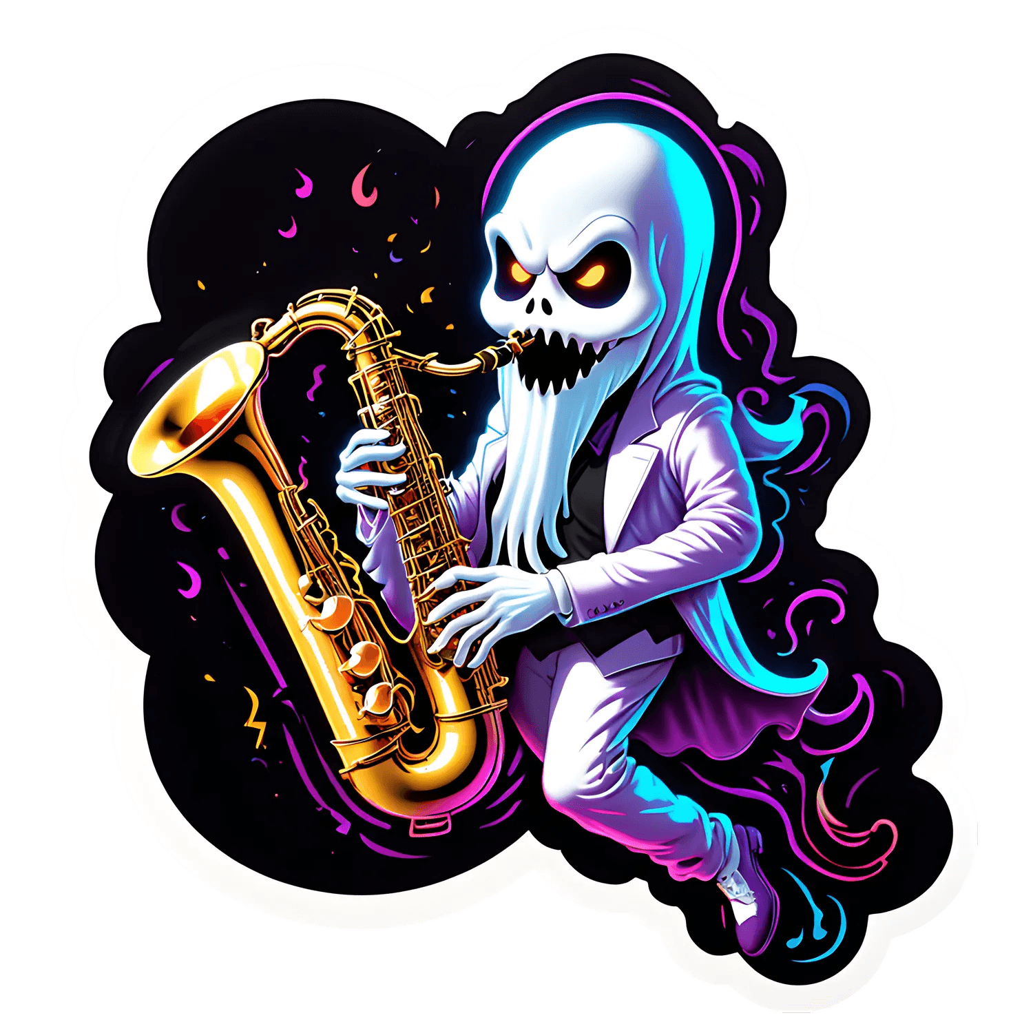 Saxophone Skeleton - Cool Sticker - Heat Press Transfer