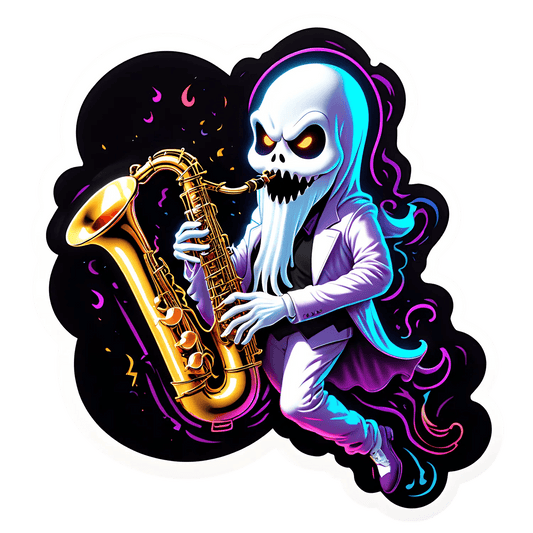 Saxophone Skeleton - Cool Sticker - Heat Press Transfer