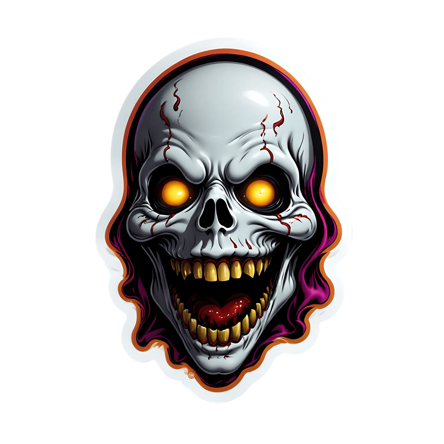 Scary Skull Sticker - Eye-Catching UV DTF - Heat Press Transfer