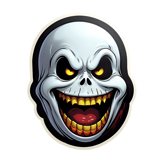 Scary Skull Sticker - UV-Printed Creepy Decal - Heat Press Transfer