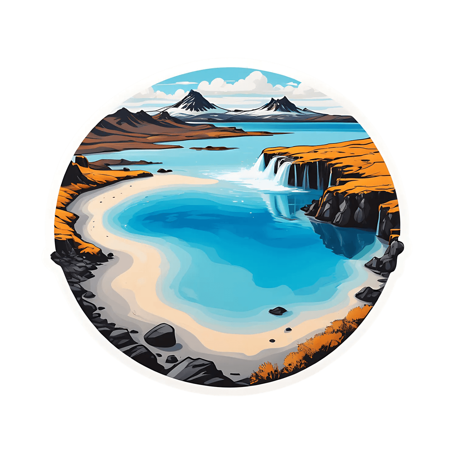 Scenic Waterfall Sticker - Island Landscape – Heat Press Transfer