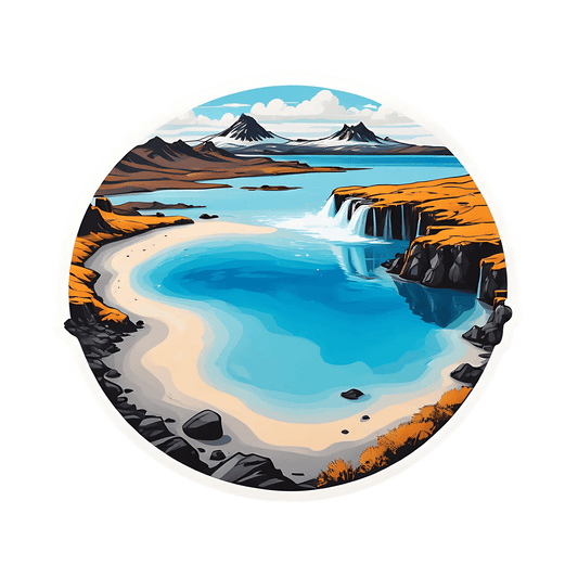 Scenic Waterfall Sticker - Island Landscape - Heat Press Transfer