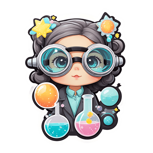Science Girl Sticker - Colorful Lab Theme - Heat Press Transfer