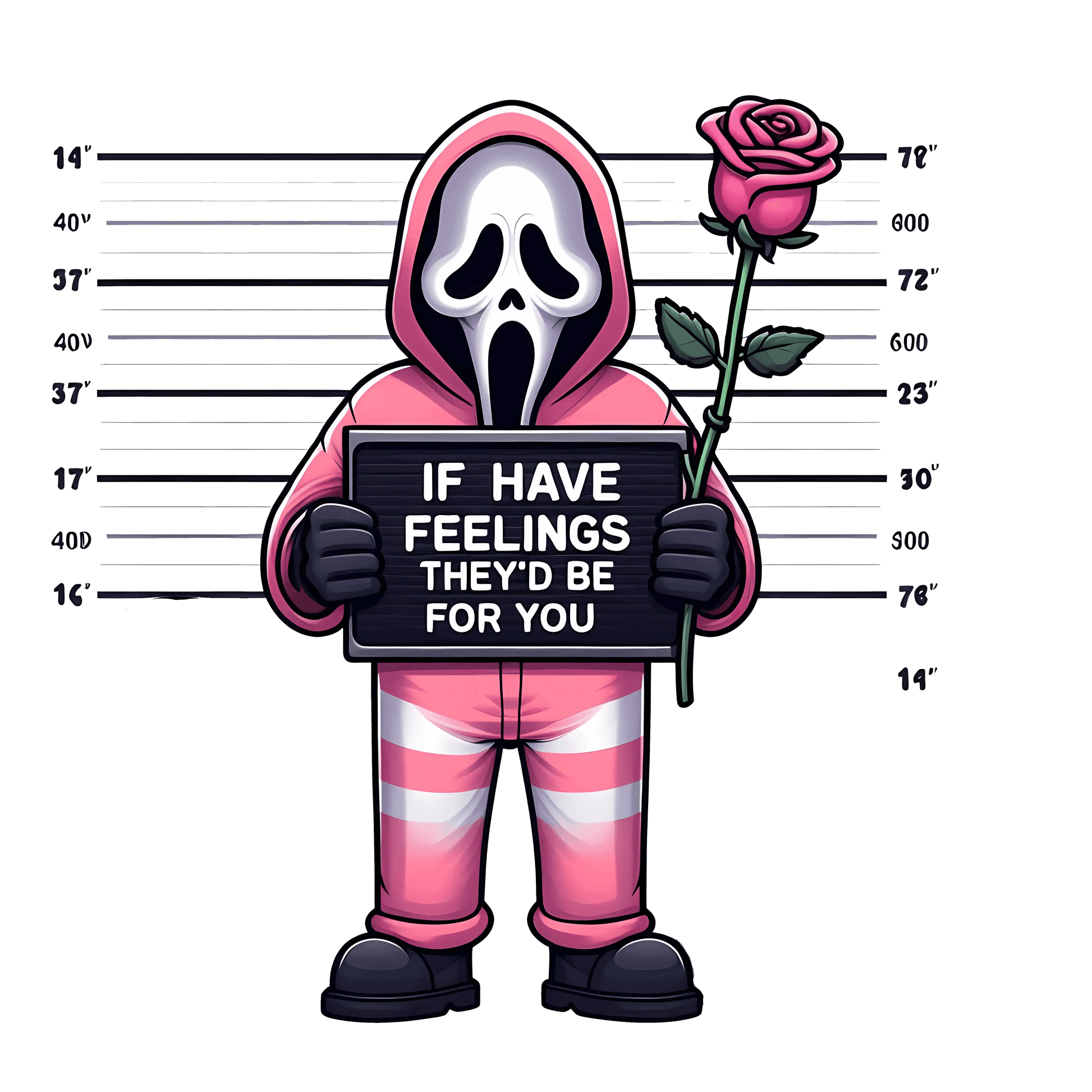 Scream Ghostface If I Feelings They'd Be For You Valentine's Day Design - DTF Ready To Press - Heat Press Transfer