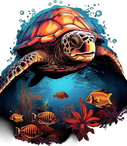 Sea Turtle Ocean - DTF Ready to Press - Heat Press Transfer