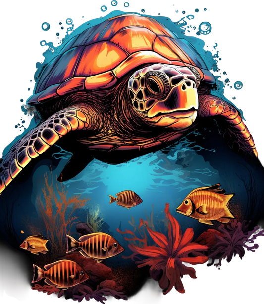 Sea Turtle Ocean - DTF Ready to Press - Heat Press Transfer