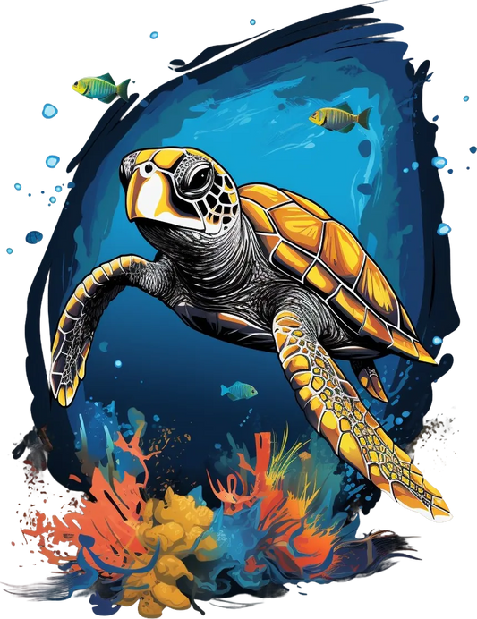 Sea Turtle Oceanscape - DTF Ready to Press - Heat Press Transfer
